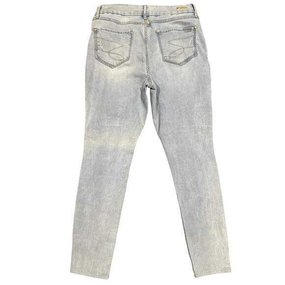 Seven7 Tummyless High Rise Skinny Jeans Light Wash Distressed Stretch Denim 10 - Picture 2 of 16